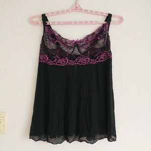 Coquette Diva Babydoll Teddy 3X/4X Black Pink Underwire Lace Sheer Fairy Lingeri